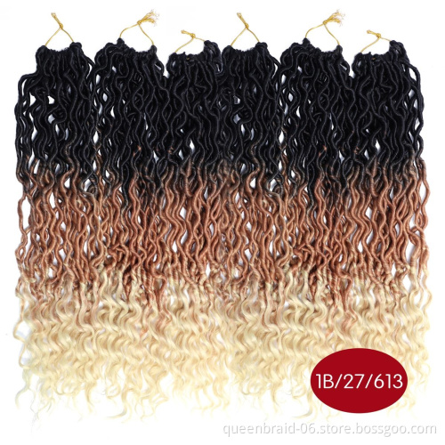 Dreadlocks Braids 24strands 18"75g Deep Wave Curly Ends Crochet Hair Braids Wavy Goddess Locs Synthetic Braiding Faux locs Hair